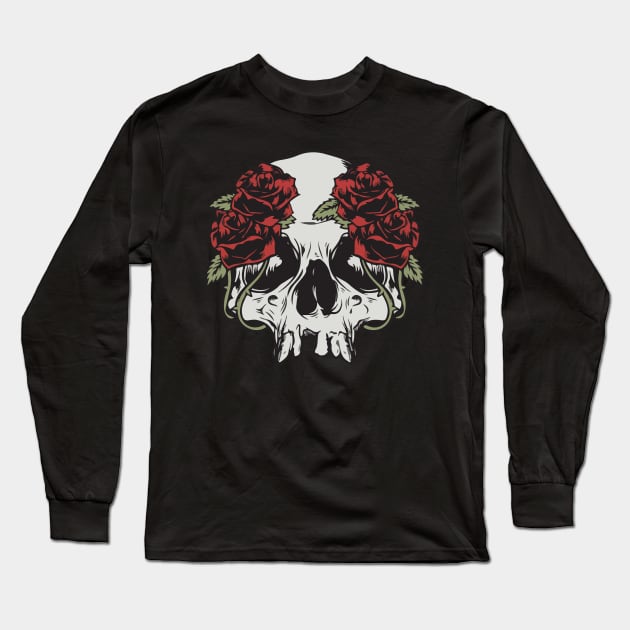 skull roses death Long Sleeve T-Shirt by Spring Moon